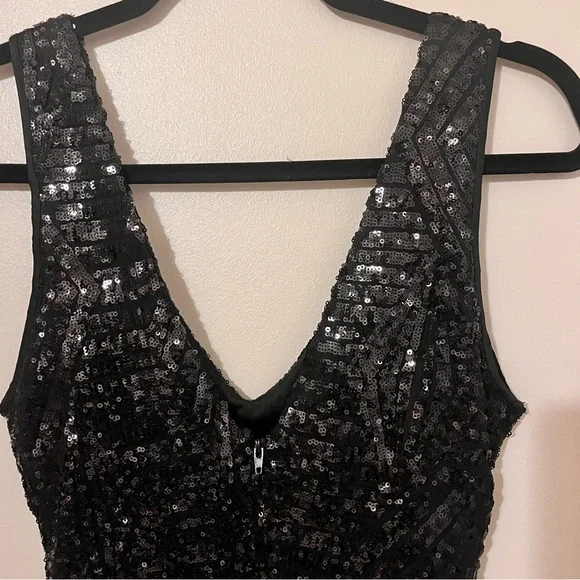 Sequin Feather Hem Dress - Picture 9 of 10